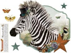 KOKMSTCKZBBTF Kaartje of Kip Muursticker Zebra & Butterflies